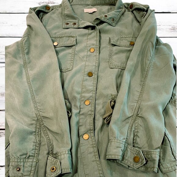 LOFT Army Green Military Style Jacket Women's Size XL - Picture 4 of 9
